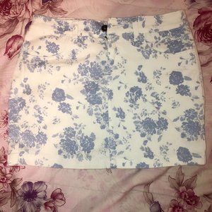 Purple White Flower Pattern Skirt